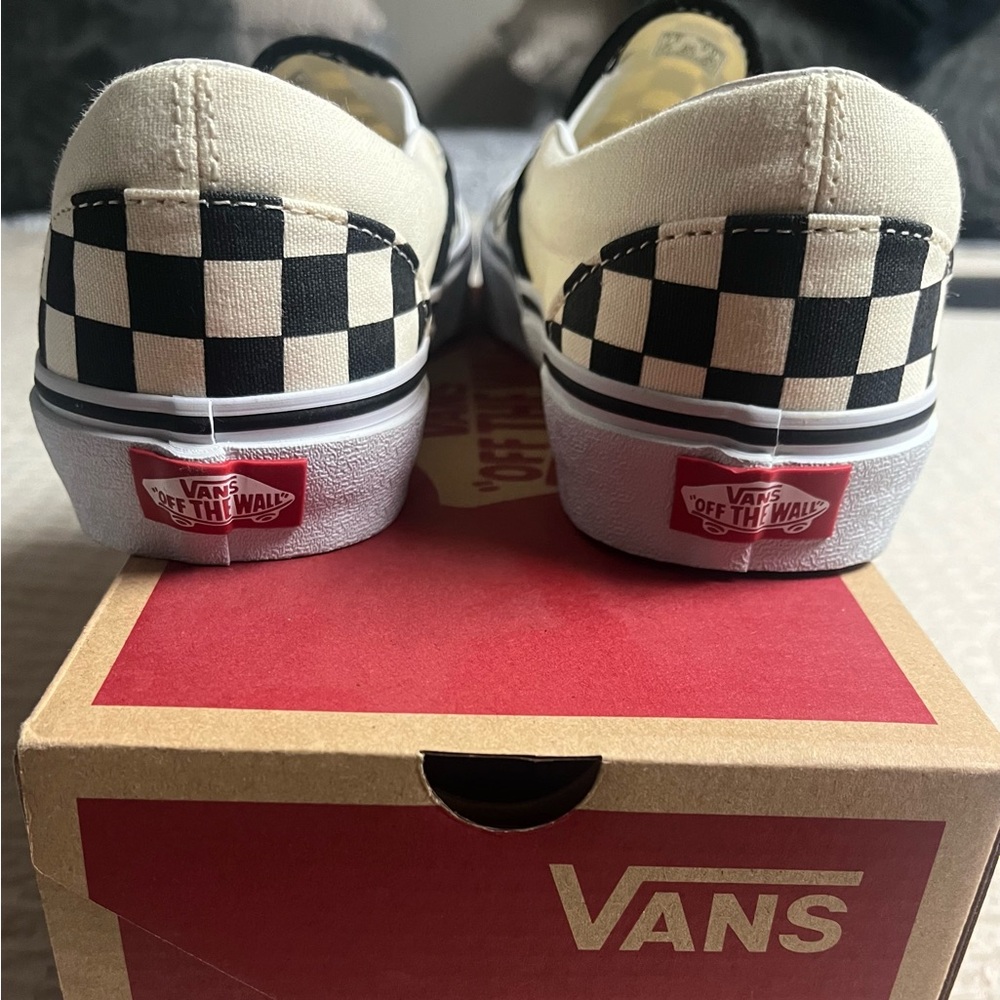 Vans Checkerboard, Black and White, Classic Slip On, Canvas, 7.5 Mens, 9 Womens
